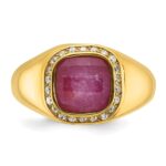 14k IBGoodman Men's Ruby Doublet Stone and 1/5 carat Diamond Complete Ring - Image 6