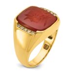 14k IBGoodman Men's Carnelian and 1/10 carat Diamond Complete Ring - Image 8