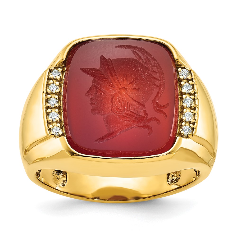 B52134-4YSX_AA.jpg 14k IBGoodman Men's Carnelian and 1/10 carat Diamond Complete Ring - Image 1