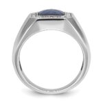 14k White Gold IBGoodman Men's Polished and Satin Gemstone and Diamond Ring Mounting - Image 2