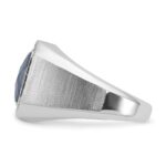 14k White Gold IBGoodman Men's Satin Sapphire Doublet Stone and 1/4 carat Diamond Complete Ring - Image 5