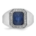 14k White Gold IBGoodman Men's Satin Sapphire Doublet Stone and 1/4 carat Diamond Complete Ring - Image 6