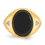 10k IBGoodman Men's Oval Onyx and Diamond Complete Ring - Image 6