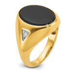10k IBGoodman Men's Oval Onyx and Diamond Complete Ring - Image 8