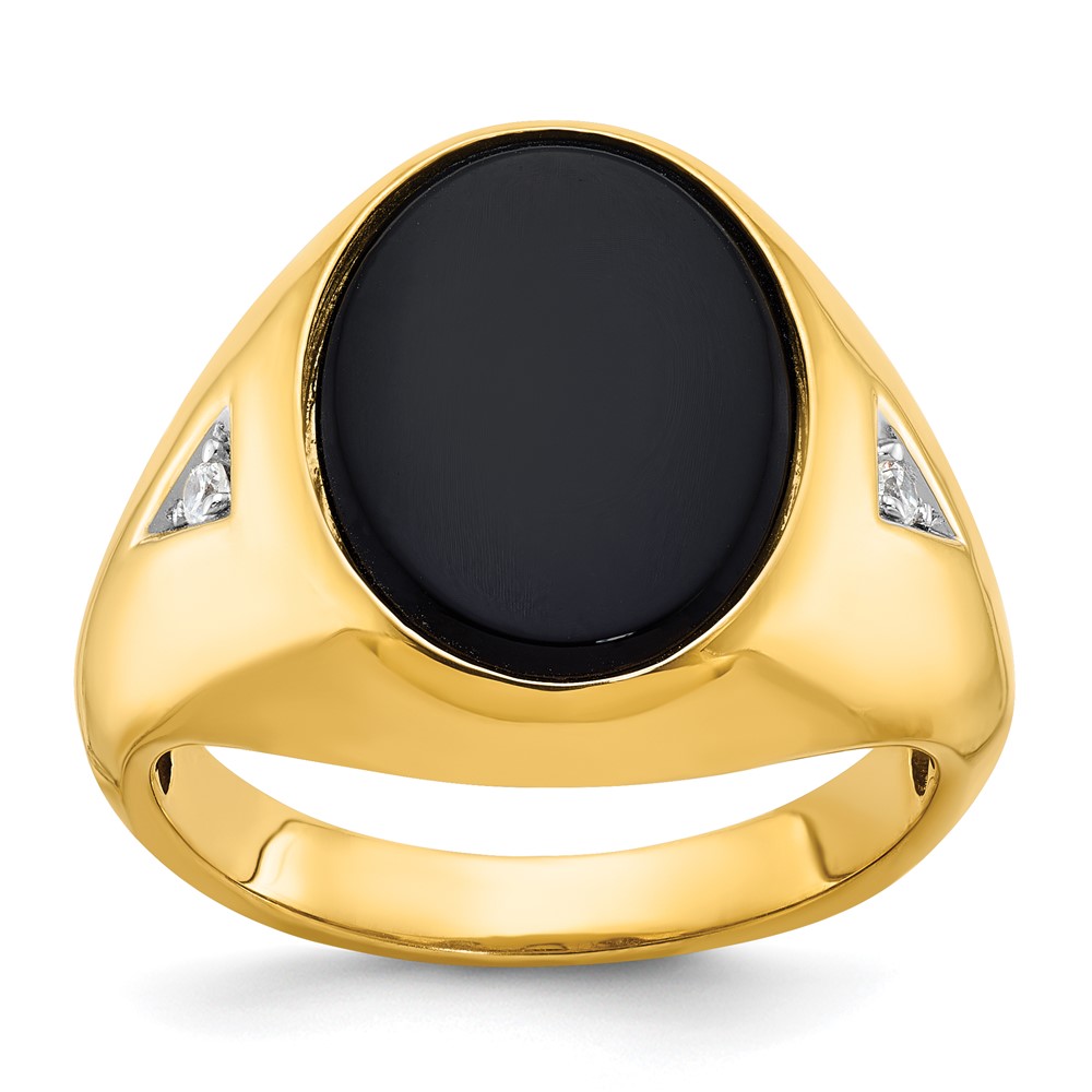B52139-0YOX_A.jpg 10k IBGoodman Men's Oval Onyx and Diamond Complete Ring - Image 1