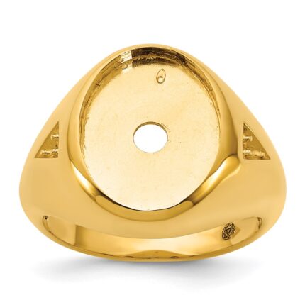 14k IBGoodman Men's Oval Gemstone and Diamond Ring Mounting