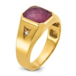 14k IBGoodman Men's Ruby Doublet Stone and 1/20 carat Diamond Complete Ring - Image 8