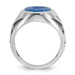 14k White Gold IBGoodman Men's with Black Rhodium Blue Agate Complete Ring - Image 2