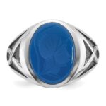 14k White Gold IBGoodman Men's with Black Rhodium Blue Agate Complete Ring - Image 6