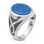 14k White Gold IBGoodman Men's with Black Rhodium Blue Agate Complete Ring - Image 8