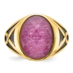 14k with Black Rhodium IBGoodman Men's Ruby Doublet Stone Complete Ring - Image 6
