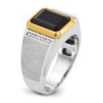 14k Two-tone IBGoodman Men's Polished and Satin Onyx and 1/10 carat Diamond Complete Ring - Image 8