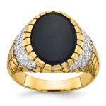 14k IBGoodman Men's Onyx and 7/8 carat Diamond Nugget Complete Ring