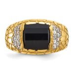 IBGoodman 14k 1/4 carat Lab Grown Diamond VS/SI+ G+ and Onyx Complete Nugget Men's Ring - Image 4