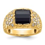 IBGoodman 14k 1/4 carat Lab Grown Diamond VS/SI+ G+ and Onyx Complete Nugget Men's Ring
