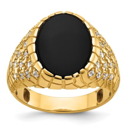 14k IBGoodman Men's Onyx and 1/2 carat Diamond Nugget Complete Ring