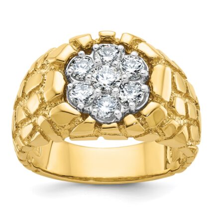 14k IBGoodman Men's Two-tone Men's 1 carat Diamond Nugget Cluster Complete Ring