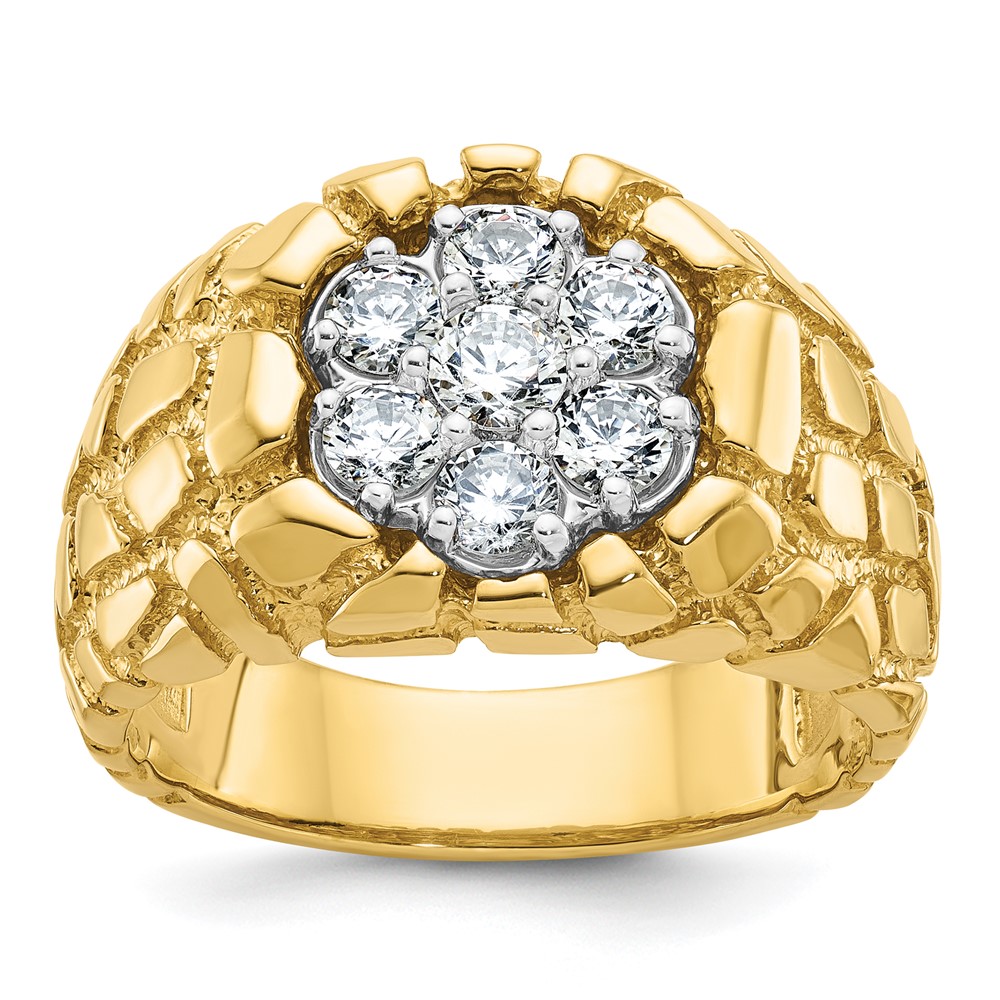 B55078-4YWAA-1.jpg 14k IBGoodman Men's Two-tone Men's 1 carat Diamond Nugget Cluster Complete Ring - Image 1