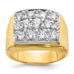 IBGoodman 14k with White Rhodium 1 7/8 carat Lab Grown Diamond VS/SI+ G+ Polished Satin and Grooved Men's Cluster Ring