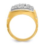 IBGoodman 14k with White Rhodium 1 7/8 carat Lab Grown Diamond VS/SI+ G+ Polished Satin and Grooved Men's Cluster Ring - Image 2