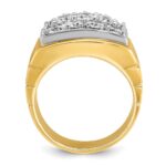IBGoodman 14k Two-tone Men's Polished Satin and Grooved 3 Carat AA Quality Diamond Cluster Ring - Image 2