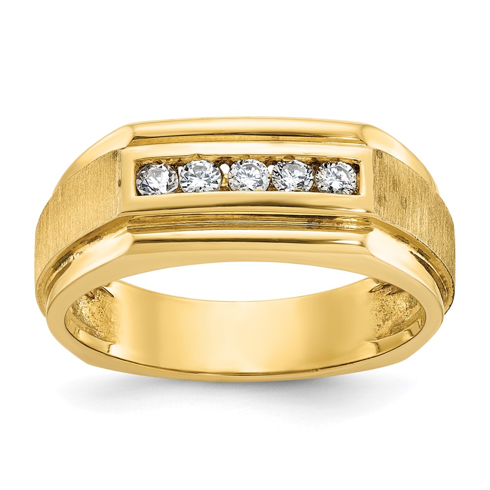 B56116-4YAA.jpg IBGoodman 14k Men's Polished and Satin 5-Stone 1/4 Carat AA Quality Diamond Ring - Image 1
