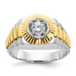 IBGoodman 10k Two-tone Men's Polished Satin and Textured 3/8 Carat A Quality Diamond Ring