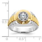 IBGoodman 10k Two-tone Men's Polished Satin and Textured 3/8 Carat A Quality Diamond Ring - Image 3