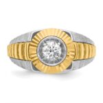 IBGoodman 14k Two-tone Men's Polished Satin and Textured 3/8 Carat AA Quality Diamond Ring - Image 6