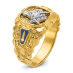 IBGoodman 10k Two-tone Men's Polished and Nugget Textured Diamond Blue Lodge Master Masonic Ring - Image 6