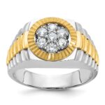 IBGoodman 14k Two-tone Men's Polished Satin and Textured Cluster Ring Mounting