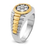 IBGoodman 14k Two-tone Men's Polished Satin and Textured 1/2 Carat AA Quality Diamond Cluster Ring - Image 8