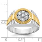 IBGoodman 14k Two-tone Men's Polished Satin and Textured 1/2 Carat AA Quality Diamond Cluster Ring - Image 3