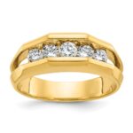 IBGoodman 14k Men's Polished Cut-Out 5-Stone 3/4 Carat AA Quality Diamond Ring