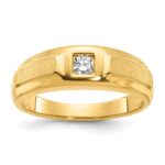 14k IBGoodman Men's Polished and Satin 1/6 carat Diamond Complete Ring