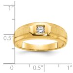 14k IBGoodman Men's Polished and Satin 1/6 carat Diamond Complete Ring - Image 3