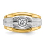 14k Two-tone IBGoodman Men's Polished and Satin 1/3 carat Diamond Complete Ring - Image 6