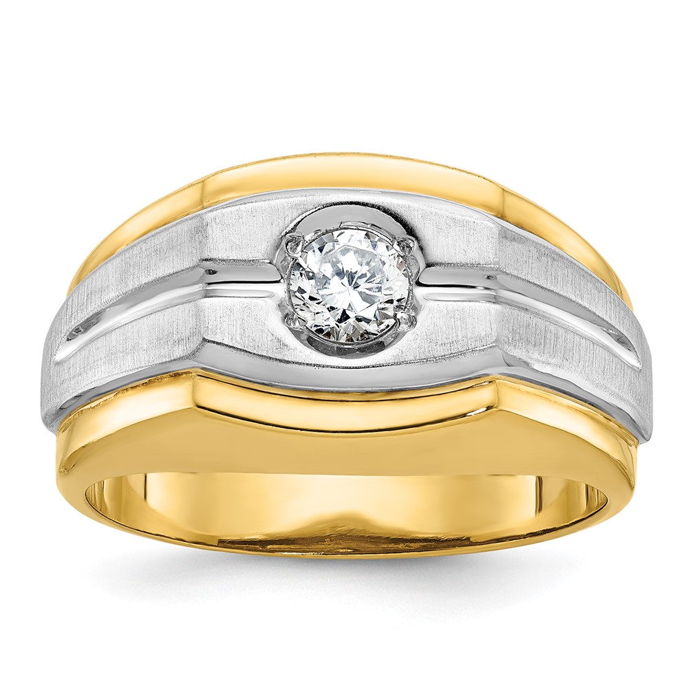B56770-4YWAA.jpg 14k Two-tone IBGoodman Men's Polished and Satin 1/3 carat Diamond Complete Ring - Image 1
