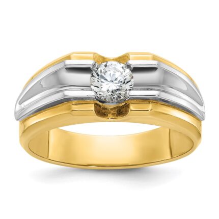 IBGoodman 14k Two-tone 1/2 carat Lab Grown Diamond VS/SI+ G+ Complete Polished and Satin Men's Ring