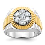 IBGoodman 14k Two-tone Men's Polished and Textured Round Cluster Ring Mounting