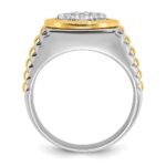 IBGoodman 14k Two-tone Men's Polished and Textured 1 Carat AA Quality Round Cluster Ring - Image 2