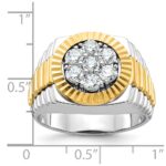 IBGoodman 14k Two-tone Men's Polished and Textured Round Cluster Ring Mounting - Image 3