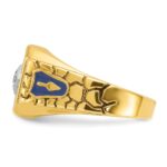 IBGoodman 10k Two-tone Men's Polished and Textured with Blue Enamel and Diamond Blue Lodge Master Masonic Ring - Image 3