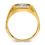 IBGoodman 14k Two-tone Men's Polished and Textured with Blue Enamel and Diamond Blue Lodge Master Masonic Ring - Image 2