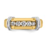 IBGoodman 14k Two-tone Men's Polished and Grooved 5-Stone 1/2 Carat AA Quality Diamond Ring - Image 6