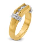 IBGoodman 14k Two-tone Men's Polished and Grooved 5-Stone 1/2 Carat AA Quality Diamond Ring - Image 8