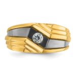 IBGoodman 10k with Black Rhodium Men's Polished and Grooved 1/6 Carat A Quality Diamond Ring - Image 6