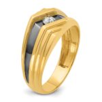 IBGoodman 14k with Black Rhodium 1/6 carat Lab Grown Diamond VS/SI+ G+ Complete Polished and Grooved Men's Ring - Image 5
