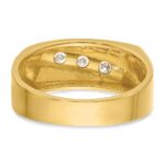 14k IBGoodman Men's Polished and Grooved 3-Stone Ring Mounting - Image 7