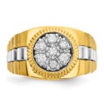 IBGoodman 10k Two-tone Men's Polished Satin and Textured 1/2 Carat A Quality Diamond Cluster Ring - Image 6